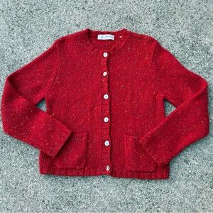 Gorgeous Vintage Liz Claiborne LT Petite Red Speckled Cardigan